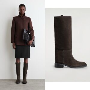 COS SUEDE RIDING BOOTS in Chocolate brown